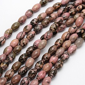 Rhodonite naturelle perles ovales brins