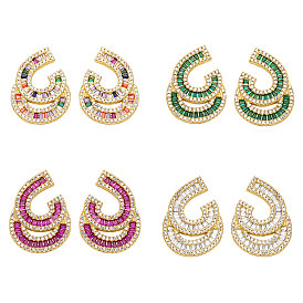 Double-layered CZ Stud Earrings and Ear Cuffs with High-end Design for Elegant Parties - ERA319