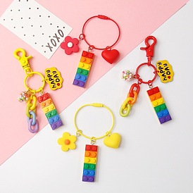 Cute Rainbow Bell Pink Keychain for Bag Car Keys Cartoon Creative Gift