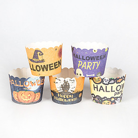 Tazas de papel para hornear, taza de muffins, revestimiento de magdalenas, tema de halloween, accesorios para hornear, columna