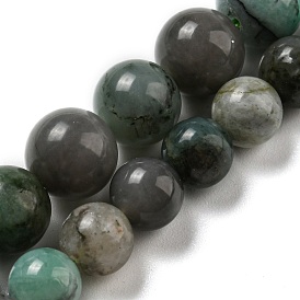 Brins de perles de quartz émeraude naturelle, Grade a, ronde