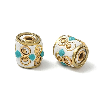 Brass & Resin & Polymer Clay Beads, Columm, Golden