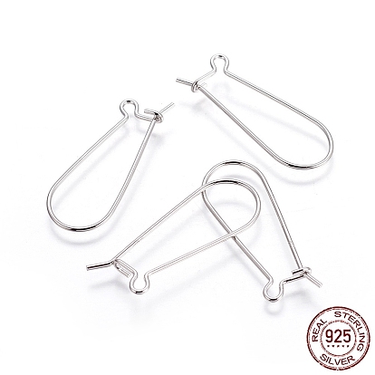 Conclusions de boucle d'oreille en argent sterling, 33x12.7 mm, broches: 0.8 mm