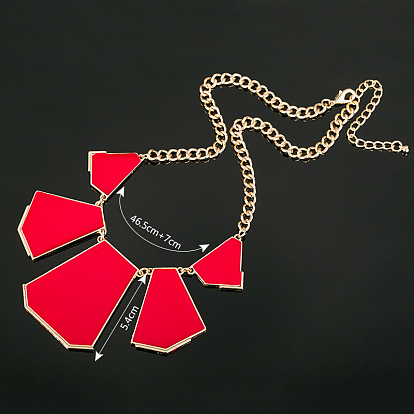 Shiny Necklace with Polygon Pendant - Multi-color Options, Accessories.