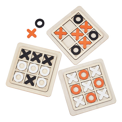 3 juegos 3 colores madera juego de mesa tres en raya, xo divertidos juegos familiares, sqaure