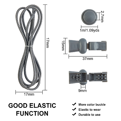 Polyester Latex Elastic Cord Shoelace, with Plastic Spring Cord Locks