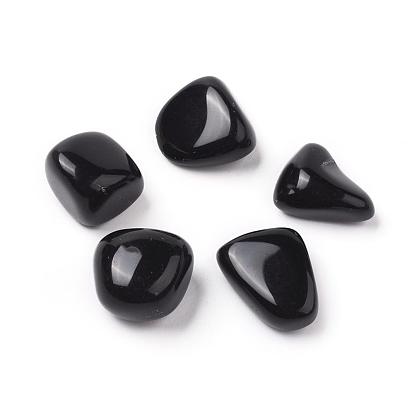 5Pcs Natural Black Obsidian Beads, Tumbled Stone, Vase Filler Gems, Dyed & Heated, No Hole/Undrilled, Nuggets