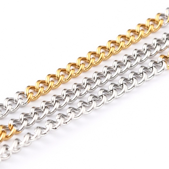 Two Tone 304 Stainless Steel Curb Chains, Unwelded, with Spool