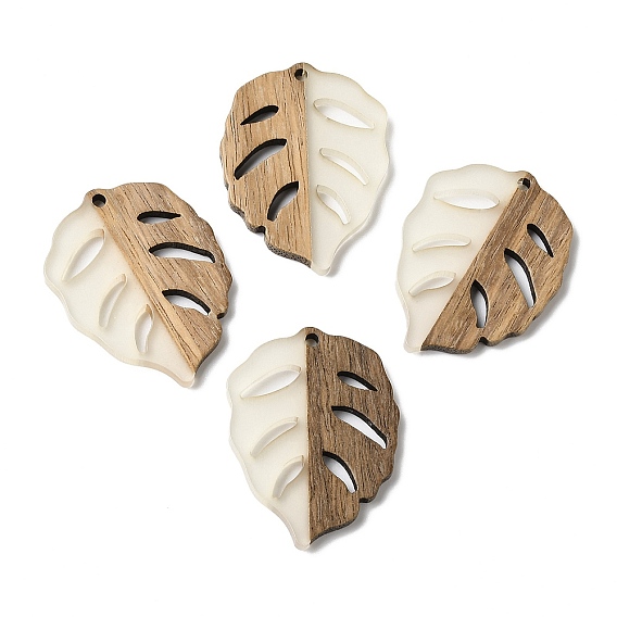 Светящийся в темноте кулон из дерева и смолы, лист прелести