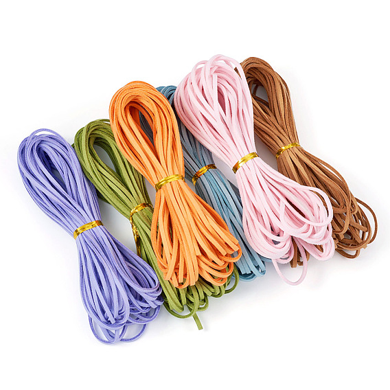 60 ярдов 6 цветов плоский шнур из искусственной замши, искусственная замшевая кружева, с 6 металлическими стяжками из металлической проволоки