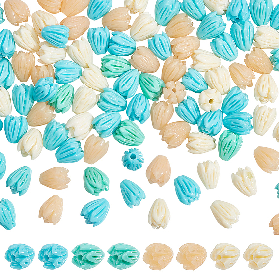 100шт 4 цвета окрашенные синтетические коралловые бусины, для изготовления ювелирных изделий DIY, Жасмин