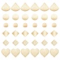 36Stk. Messing-Charms im 6-Stil, langlebig überzogen, flach rund & eckig & Fächer & Herz & Raute