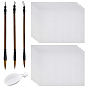 4Kits de pinceles y plumas para caligrafía china, contenedores de bandeja de tinta en forma de cuchara, 10 hojas de tela mágica escritura al agua