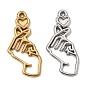 304 Stainless Steel Pendant Cabochon Settings, Finger Gesture with Heart