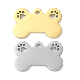 304 подвески из нержавеющей стали, лазерная резка, собачья кость с подвеской в виде отпечатка лапы