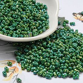 Glass Seed Beads, Opaque Colours Rainbow, Peanut