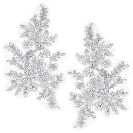 1 пара 3d цветочная вышивка из полиэстера пришитые аппликации, с пластиковыми бусинами и пайетками/пайетками, украшение для свадебного платья своими руками, Cheongsam