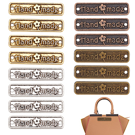 96 шт. 4 цвета тибетский стиль сплав соединительные подвески, прямоугольник с узором ручной работы