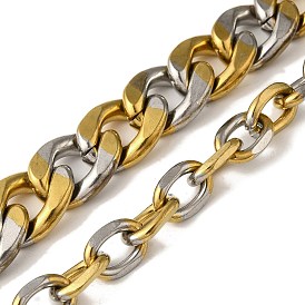 Ion Plating(IP) 201 Stainless Steel Rectangle Link Chains, Unwelded, with Spool