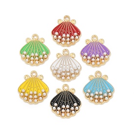 Подвески из эмалевого сплава с пластиковым искусственным жемчугом, подвески в форме ракушек