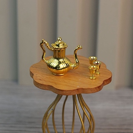 Mini Alloy Teapot Set Miniature Ornaments, Micro Landscape Home Dollhouse Accessories, Home Display Decoration