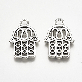 Сплавочные подвески тибетского стиля, hamsa рука / рука fatima / рука miriam, без кадмия и без свинца
