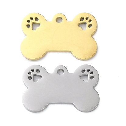 304 подвески из нержавеющей стали, лазерная резка, собачья кость с подвеской в виде отпечатка лапы