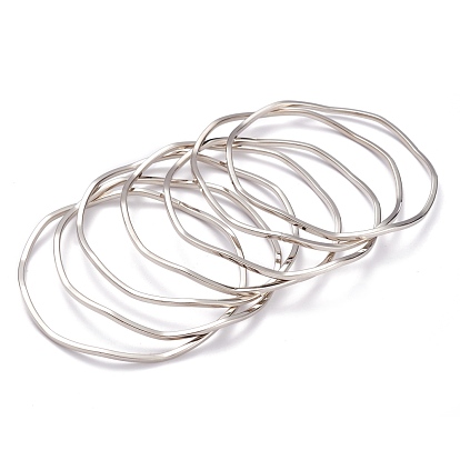 7Pcs Women's Simple Fashion Vacuum Plating 304 Stainless Steel Stackable Bangles