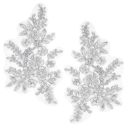 1 пара 3d цветочная вышивка из полиэстера пришитые аппликации, с пластиковыми бусинами и пайетками/пайетками, украшение для свадебного платья своими руками, Cheongsam