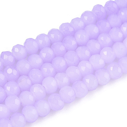 Perles de verre imitation jade cuites au four, facettes rondelle