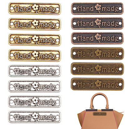 96 шт. 4 цвета тибетский стиль сплав соединительные подвески, прямоугольник с узором ручной работы