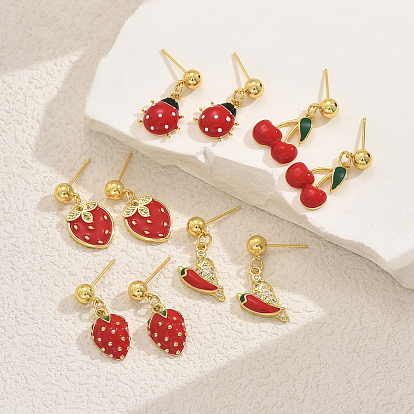 Стильные латунные серьги-гвоздики, золотые