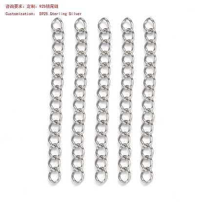 925 rallonge de chaîne en argent sterling, extension de chaîne torsadée, pour bijoux de cheville, soudure
