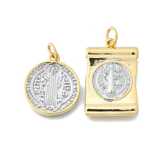 Латунные подвески с медалью святого Бенедикта, с прыжковых колец, без кадмия и без свинца, настоящее 16 к позолота и платина