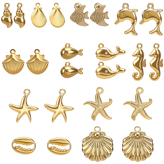 24 шт. 12 стили океанская тема 304 подвески из нержавеющей стали, разнообразные