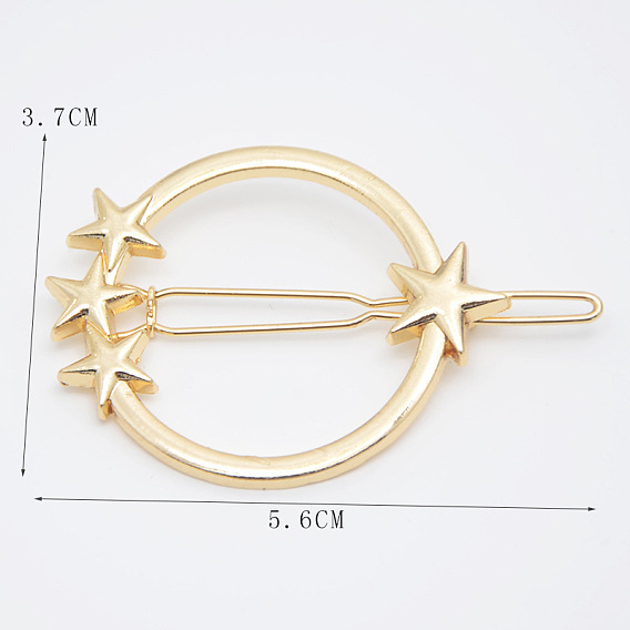 Pasadores de pelo geométricos de aleación, horquilla con hebilla de rana para mujer, niñas, anillo redondo con estrella