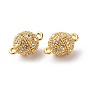 Alloy Magnetic Clasps with Loops, with Rhinestone, Oval