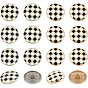 16шт 2 цвета сплав эмаль хвостовик пуговицы, 1-луночное, для аксессуаров для одежды, плоский круглый с клеткой