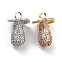 Brass Micro Pave Clear Cubic Zirconia Pendants, Long-Lasting Plated, Nipple
