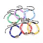 Adjustable Nylon Cord Braided Bead Bracelets, with Polymer Clay Heishi Beads, Electroplated Cowrie Shell Beads and Brass Round Beads