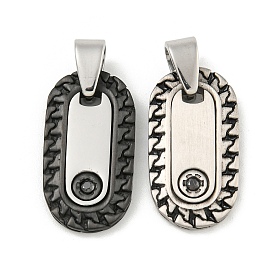 304 Stainless Steel Pendants, with Rhinestone, Oval Charm