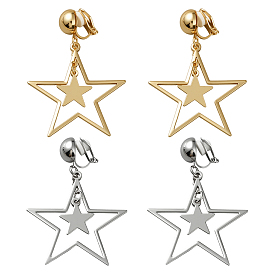 2 пары 2 цвета латунные клипсы, серьги-подвески с железными звездами для женщин