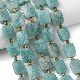 Природных амазонит бисер нитей, прямоугольные, граненые, с бисером