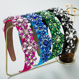 Baroque Style Colorful Rhinestone Hairband for Women, Luxurious Party Streetwear Headpiece