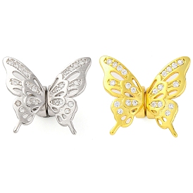 925 Sterling Silver Clear Cubic Zirconia Butterfly Charms, with 925 Stamp