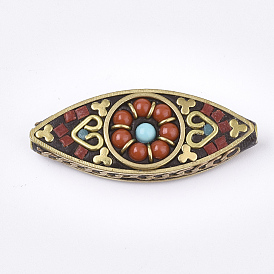 Индонезийские бусины ручной работы, с латунной фурнитурой , лошадиный глаз , золотые