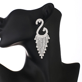 Chic Geometric Swarovski Earrings with Tassels and Rhinestones for Women - Statement Ear Jewelry
