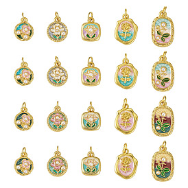 20 шт 10 стили подвески из сплава эмали, с целью перехода в кольце, золотые