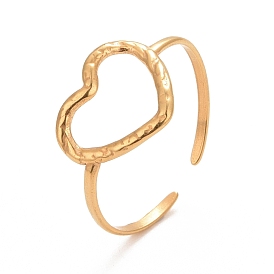 Chapado en iones (ip) 304 anillo de puño de corazón abierto de acero inoxidable para mujer