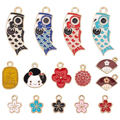 Alloy Enamel Pendants, Mixed Shapes